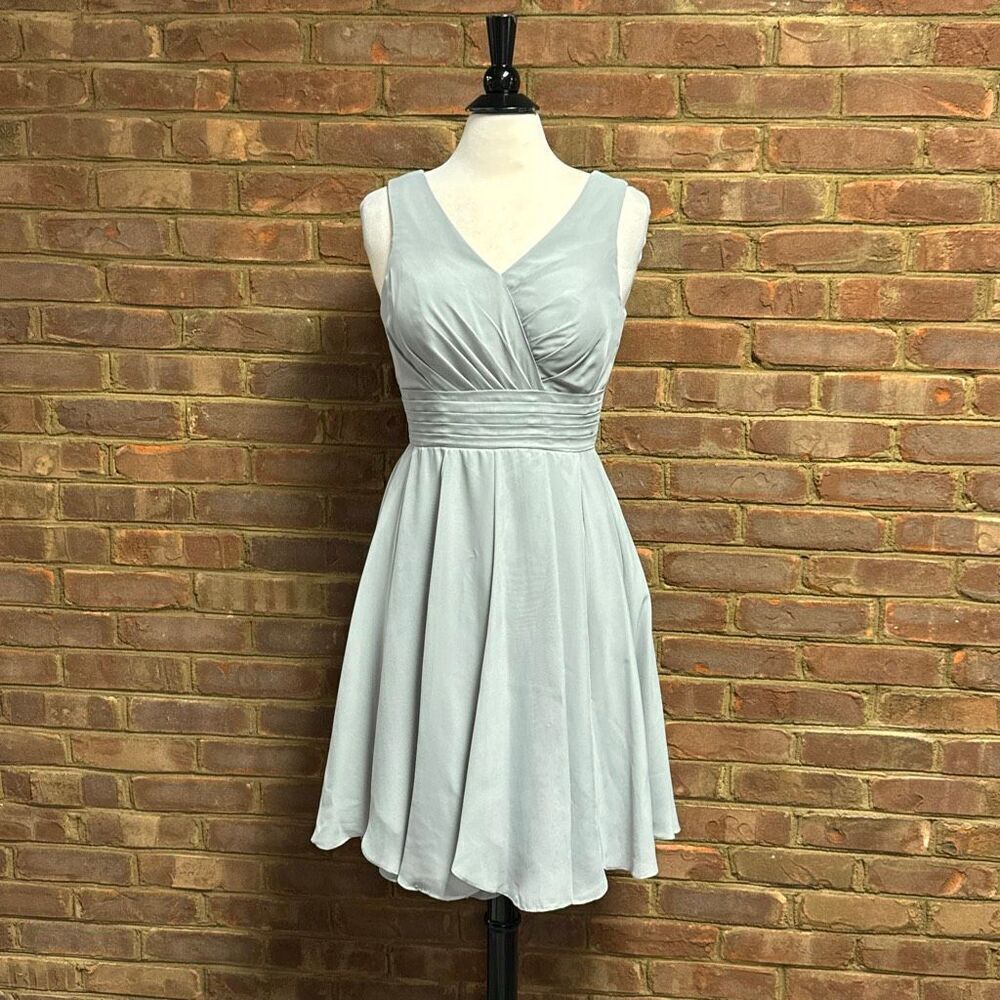 Loyeloy Women’s Gray Sleeveless Corset Back Chiffon Dress Sz Small